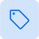 Blue circle icon with a price tag